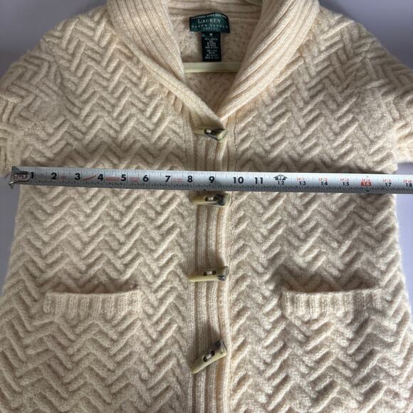 Ralph Lauren Exclusive Hand Knit 100% Wool Sweater Horn Toggle Buttons Petite M - Picture 14 of 16